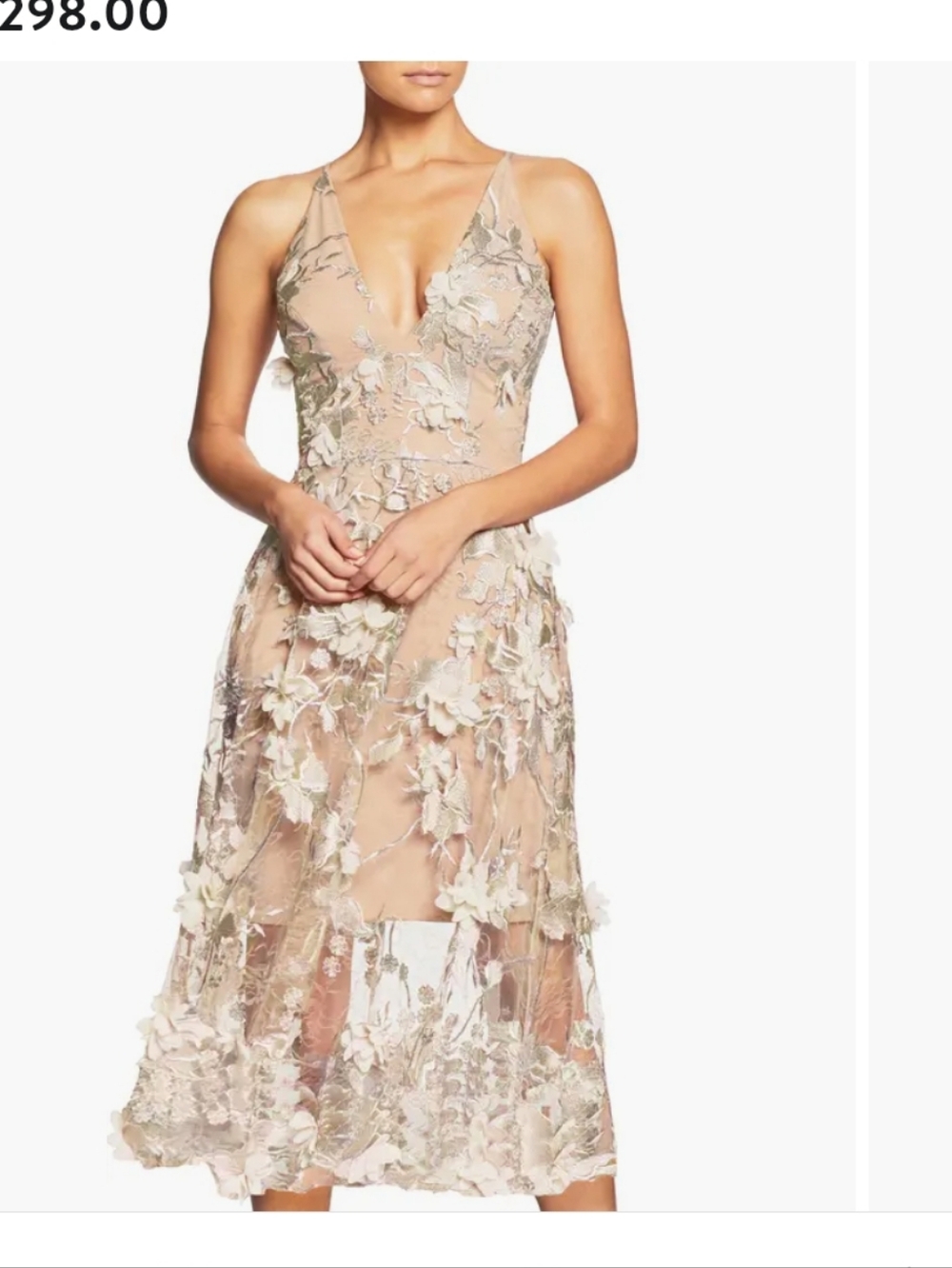 Dress the Population Audrey Embroidered Fit & Flare Dress — Nude/Blush